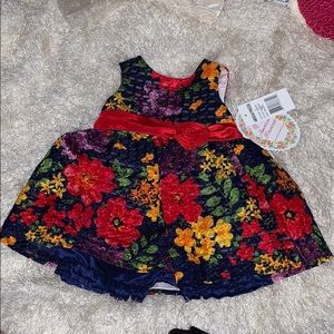 New 6 month navy blue and red dress